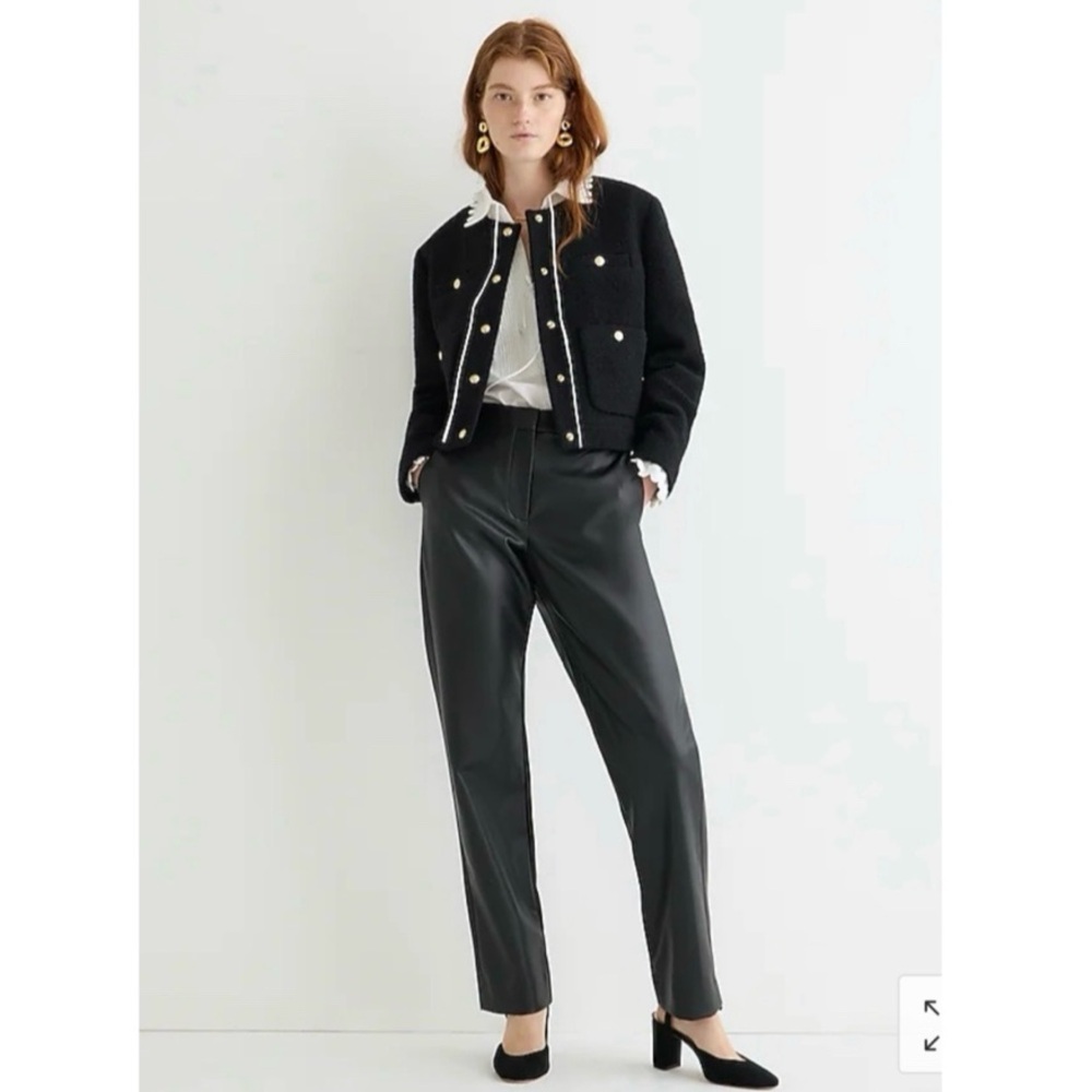 J. Crew Kate Straight leg Faux Leather Pants in Black Size 2